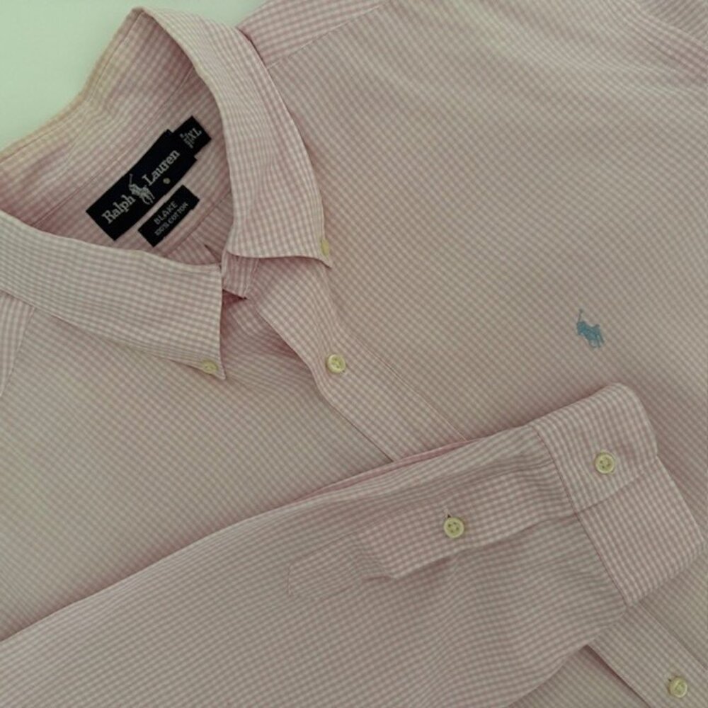 Polo Ralph Lauren Blake Shirt Mens XL Pink White Check Long Sleeve Button Down